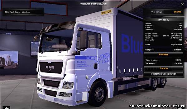 MAN TGX TANDEM BLUE EXPRESS для Euro Truck Simulator 2