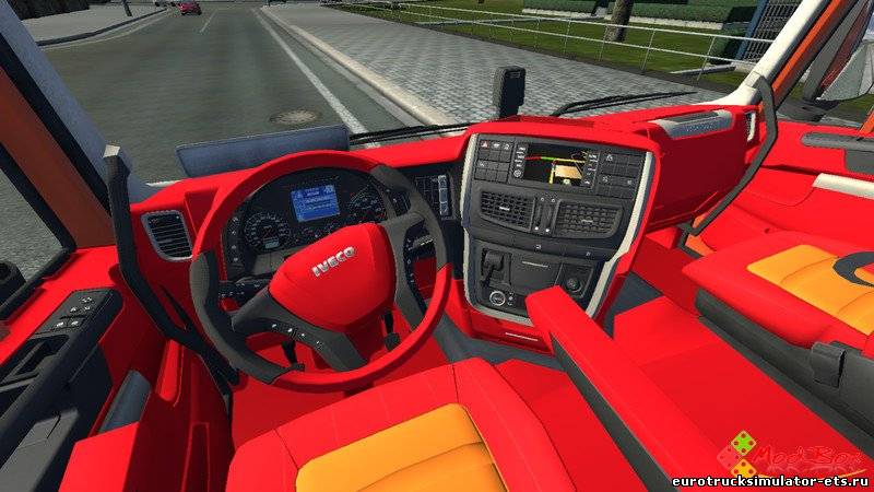 Красный салон Iveco Hi Way для Euro Truck Simulator 2