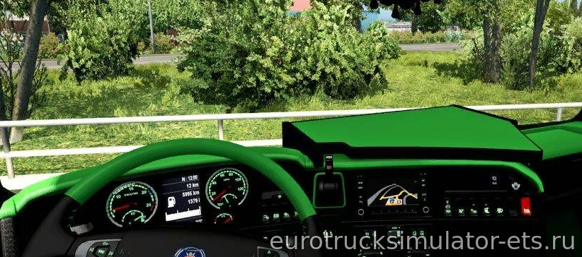 МОД SCANIA RJL CMI GREEN INTERIOR для Euro Truck Simulator 2
