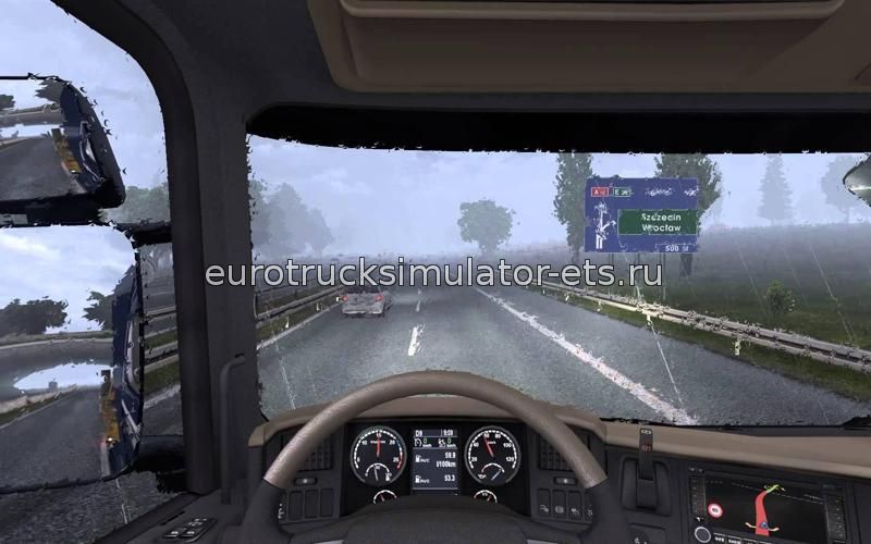 Реалистичный дождь v1.7 для Euro Truck Simulator 2