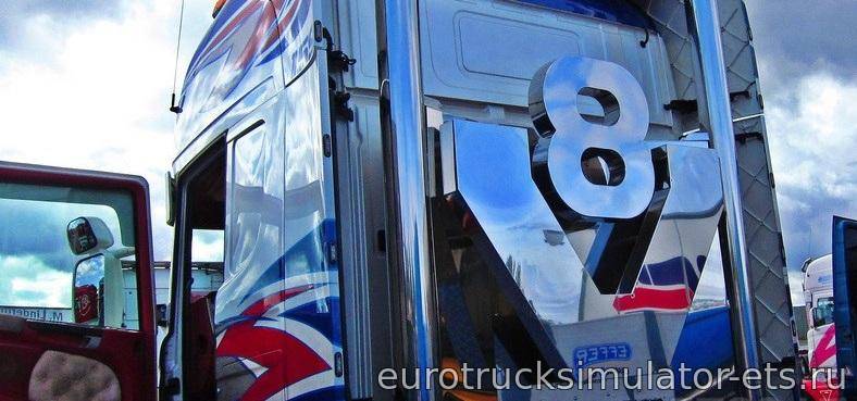 МОД ЗВУК SCANIA V8 CRACKLE V1.28X для Euro Truck Simulator 2